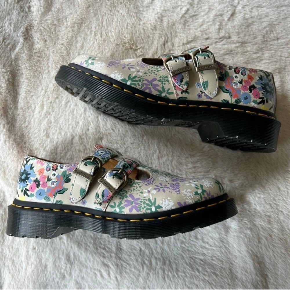 Dr. Martens 8065 Floral Mashup Mary Jane’s Parchment Beige - size 5 / UK 3 - Picture 6 of 9